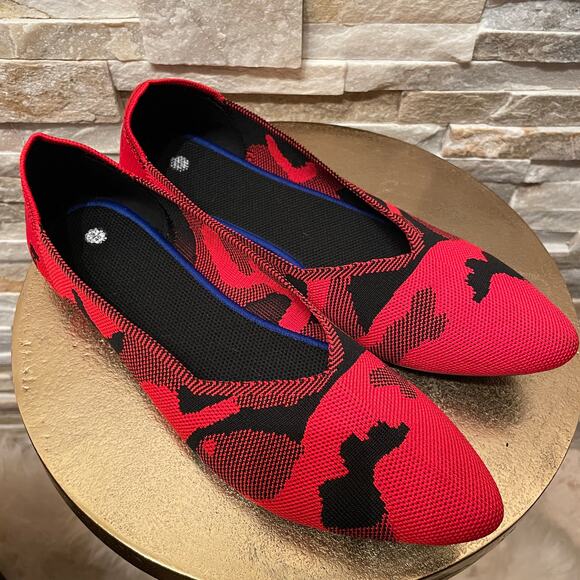 BABUDOG Red Camo Knit Travel Flats EU 40 | Foldable Point Toe Lightweight Shoes - Picture 2 of 5